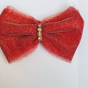 Elegant Red Bow Hair Accessory